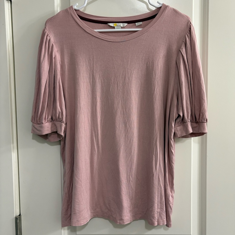 Boden Mauve Women's Short Sleeve Puffy Sleeves Top
